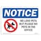 Signmission OSHA Notice, 5" Height, We Love Pets But Please No Pets Sign With Symbol, 7" X 5", Landscape OS-NS-D-57-L-18994 - alternate 1